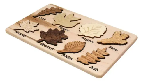 Montessori Wooden Leaf Matching Puzzle - Nature Learning Activity, Aged 3+