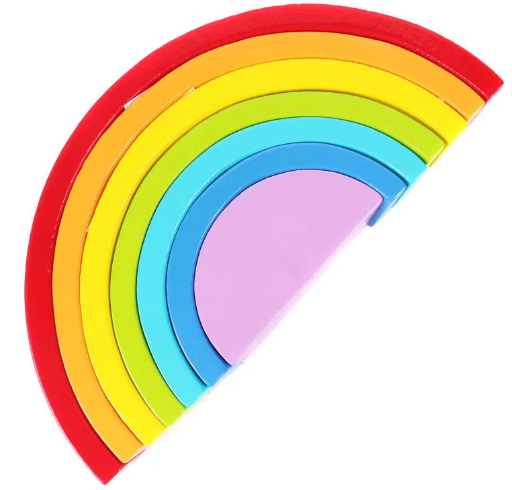 Montessori Wooden Rainbow Stacker - Colourful Learning Toy, Aged 18m+