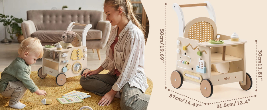 Montessori Wooden Activity Walker, Aged 6M+