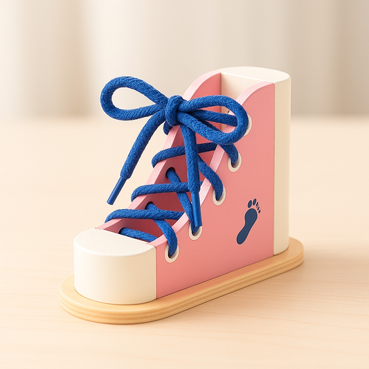 Montessori Wooden Shoelace Learning Toy - Shoelace Tying Practice, Aged 2+