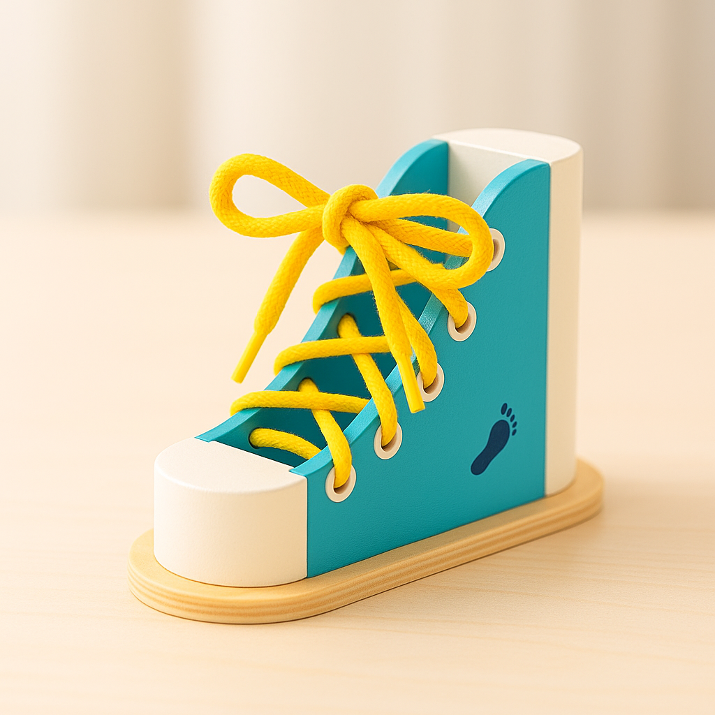 Montessori Wooden Shoelace Learning Toy - Shoelace Tying Practice, Aged 2+