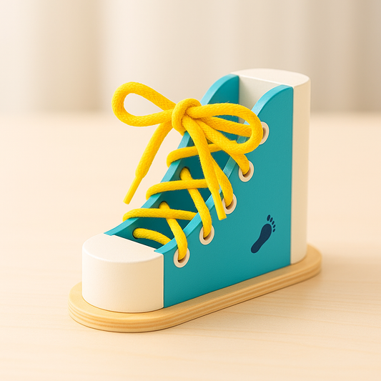 Montessori Wooden Shoelace Learning Toy - Shoelace Tying Practice, Aged 2+