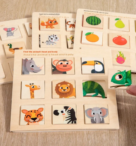 Montessori Wooden Animal Matching Puzzles, Aged 2+