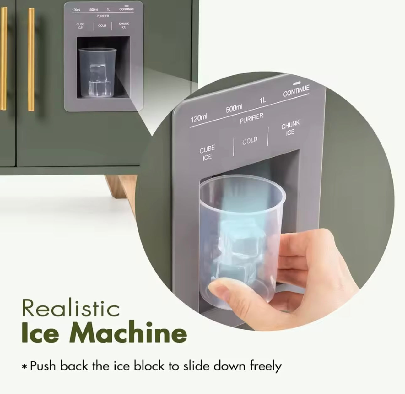 Montessori Vintage Wooden Toy Kitchen With Microwave - Green Play Kitchen, Aged 3+