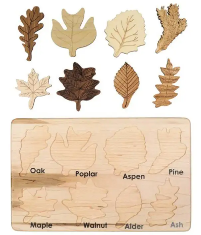 Montessori Wooden Leaf Matching Puzzle - Nature Learning Activity, Aged 3+