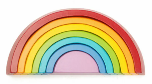 Montessori Wooden Rainbow Stacker - Colourful Learning Toy, Aged 18m+