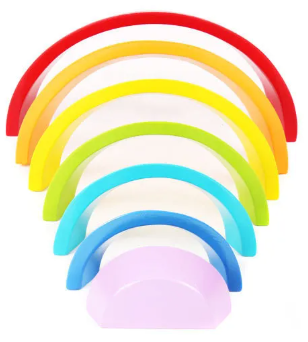 Montessori Wooden Rainbow Stacker - Colourful Learning Toy, Aged 18m+