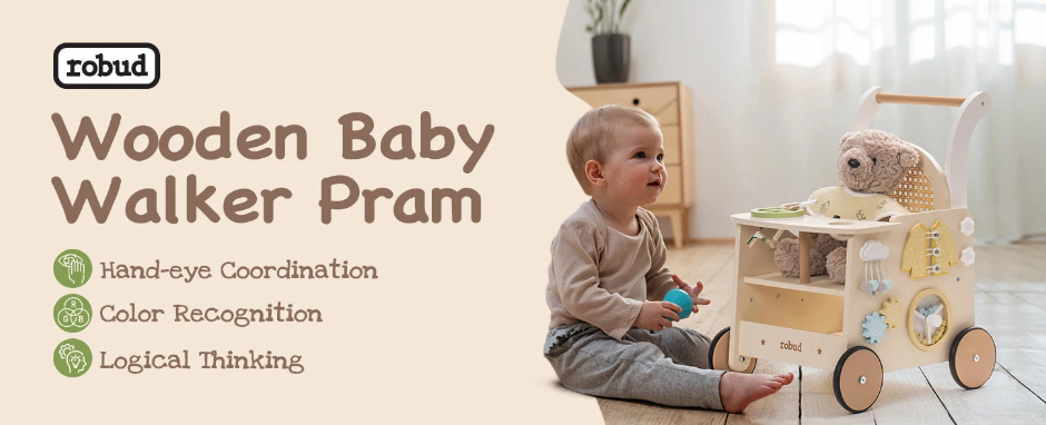 Montessori Wooden Activity Walker, Aged 6M+