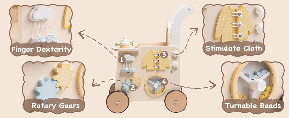 Montessori Wooden Activity Walker, Aged 6M+