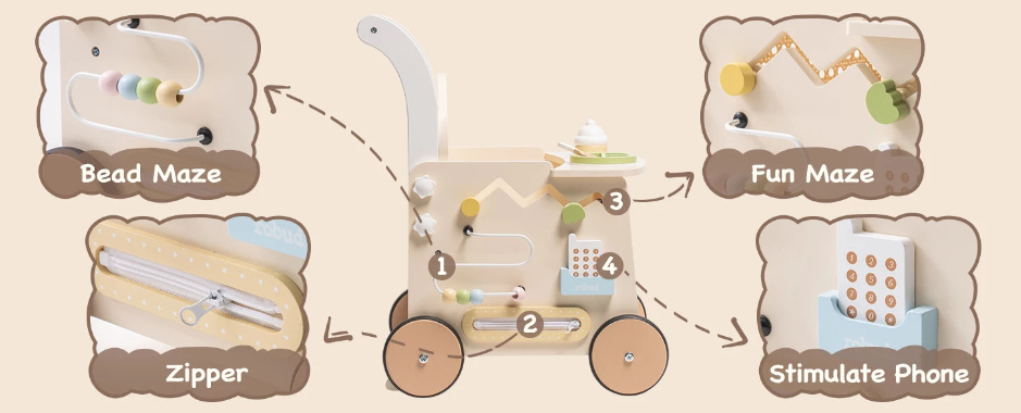 Montessori Wooden Activity Walker, Aged 6M+