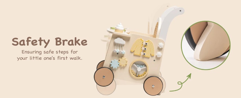 Montessori Wooden Activity Walker, Aged 6M+